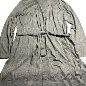 Eileen Fisher S Gray Long Sleeve Belted Cardigan